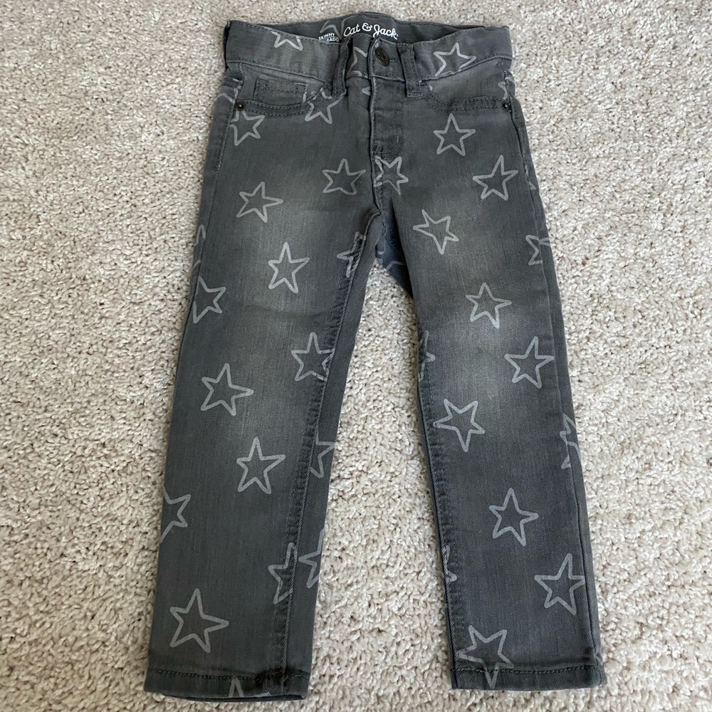 CAT & JACK Skinny Gray jeans with star print